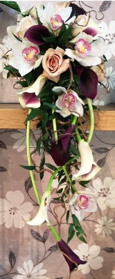 Woodland Orchid, Rose and Calla Lily Shower Bouquet