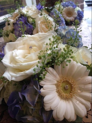 Blue and White Bridal Flowers