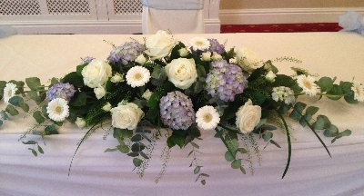 Hydrangea and Rose Top Table Arrangement