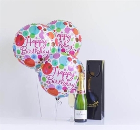 Champagne and Happy Birthday Balloons Gift set