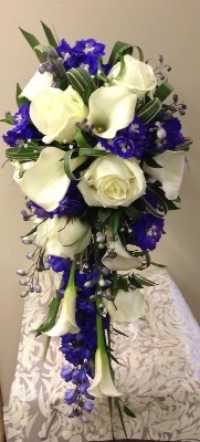 Delphinium, Calla and Rose Shower Bouquet