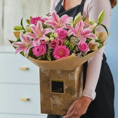 Pretty Pink Rose and Lily Bouquet