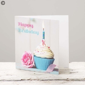 . Happy Birthday Candle Cupcake Greetings Card