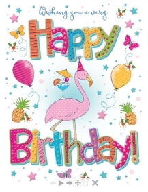 Card Birthday Open Flamingo Pizzaz