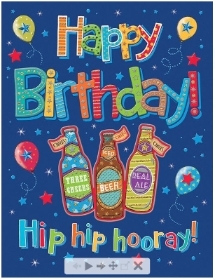 Card Birthday Open Beer Pizzaz