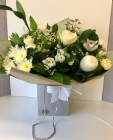 Simple Ivory Sympathy Handtied Bouquet