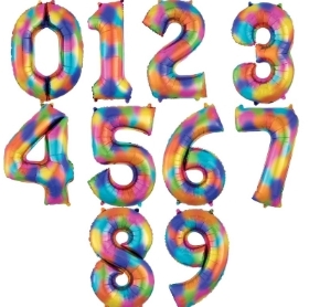 Giant Rainbow Numbers Helium Filled Balloons